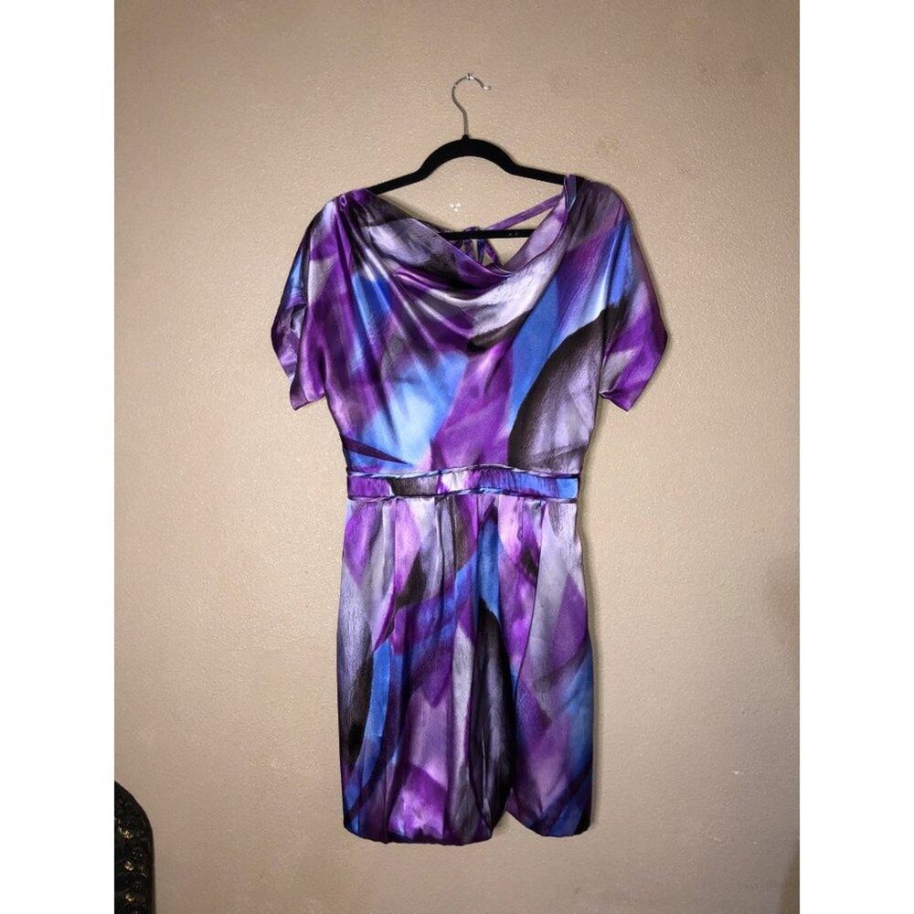 Walter By Walter Baker Mob Wife Scandi Purple Multi Color Short Sleeve Dress